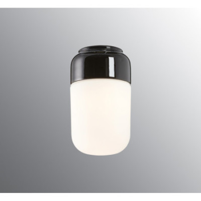 Czarna lampa sufitowa, ścienna Sauna Ohm 100/170, E27 max 40W, porcelanowa oprawa IP44 z mlecznym kloszem Ifö Electric