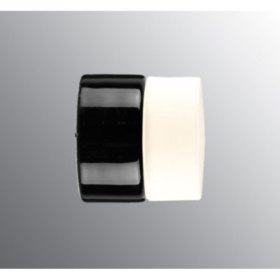 Czarna lampa ścienna Sauna Opus 100/100, G9 max 25W, porcelanowa oprawa IP44 z mlecznym kloszem Ifö Electric