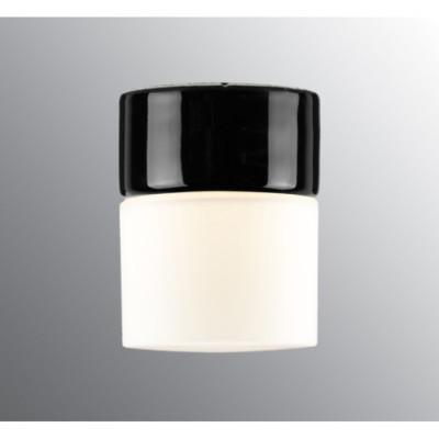 Black Ceiling and Wall Light Sauna Opus 100/125, G9 max. 25 W, Porcelain Light IP44 with Opal Glass Shade Ifö Electric