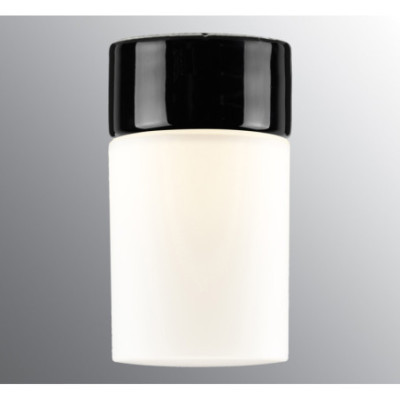 Czarna lampa sufitowa, ścienna Sauna Opus 100/175, E27 max 40W/60W, porcelanowa oprawa IP44 z mlecznym kloszem Ifö Electric
