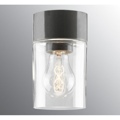 Szara lampa sufitowa, ścienna Sauna Opus 100/175, E27 max 40W/60W, porcelanowa oprawa IP44 z przezroczystym kloszem Ifö Electric
