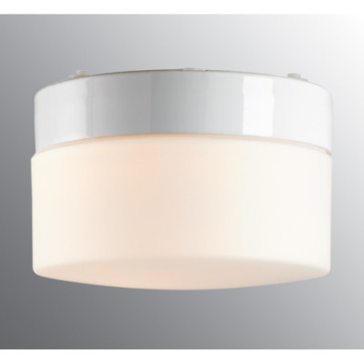 White Ceiling and Wall Light Sauna Opus 200/140, E27 max. 40 W/60 W, Porcelain Light IP44 with Opal Glass Shade Ifö Electric