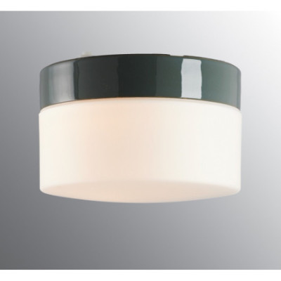 Szara  lampa sufitowa, ścienna Sauna Opus 200/140, E27 max 40W/60W, porcelanowa oprawa IP44 z mlecznym kloszem Ifö Electric