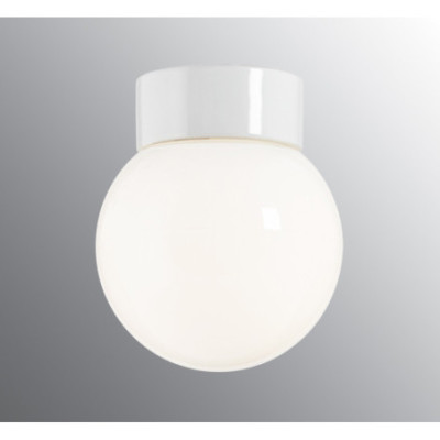 Biała lampa sufitowa, ścienna Classic Globe 150 LED 8W 3000K 800lm porcelanowa oprawa IP20 z mlecznym kloszem Ifö Electric
