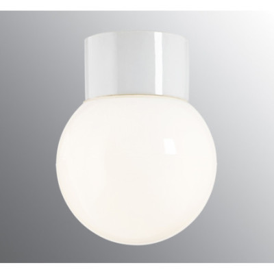White Ceiling and Wall Light Classic Globe 150 LED 8 W 3000 K 800 lm Porcelain Light IP54 with Opal Glass Shade Ifö Electric