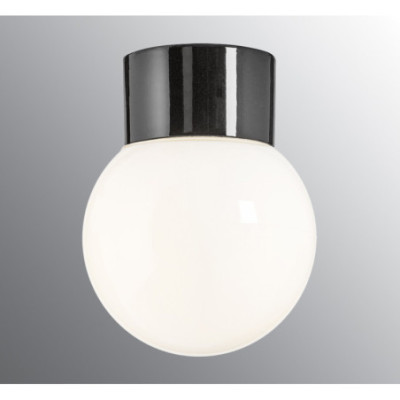 Black Ceiling and Wall Light Classic Globe 150 LED 8 W 3000 K 800 lm Porcelain Light IP54 with Opal Glass Shade Ifö Electric