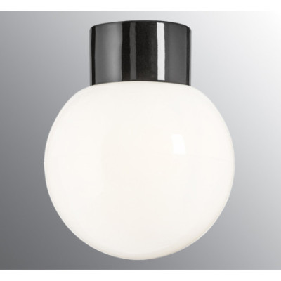 Czarna lampa sufitowa, ścienna Classic Globe 180 LED 8W 3000K 800lm porcelanowa oprawa IP54 z mlecznym  kloszem Ifö Electric