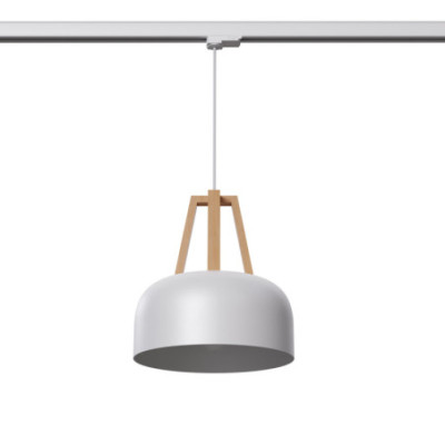 Make Your Light CASCO White/Natural Wood E27 Track Pendant Light