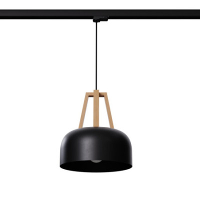 Lampa wisząca CASCO czarna/naturalne drewno E27 Make Your Light