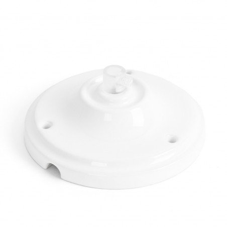 Ceramic ceiling rose in white - one cable