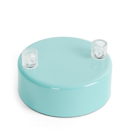 Metal ceiling cup lacquered in light blue - two cables
