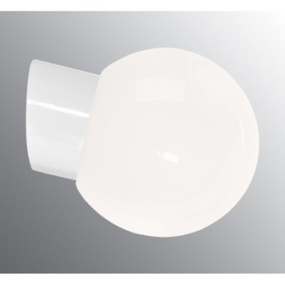 Biała lampa ścienna Classic Globe 180 E27,maks. 75W, porcelanowa oprawa IP54 z mlecznym kloszem Ifö Electric