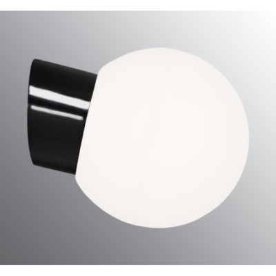 Ifö Electric Classic Globe 180 Black E27 Max 75 W IP54 Matt Opal Glass Wall Light