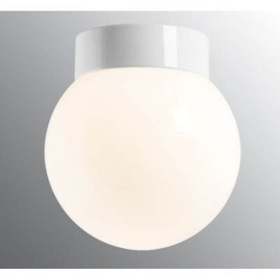 Biała lampa sufitowa, ścienna Classic Globe 200 LED  10W 3000K 1000lm porcelanowa oprawa IP44 z mlecznym  kloszem Ifö Electric