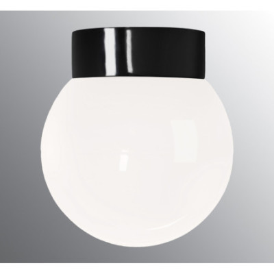 Czarna lampa sufitowa, ścienna Classic Globe 200 LED DALI  10W 3000K 1200lm porcelanowa IP44 z mlecznym  kloszem Ifö Electric