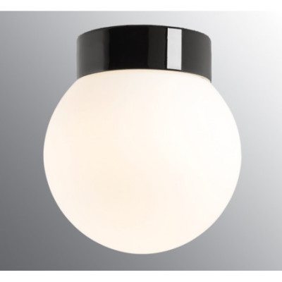 Ifö Electric Classic Globe 200 Black LED 10 W 3000 K 1000 lm IP44 Matt Opal Glass Ceiling/Wall Light