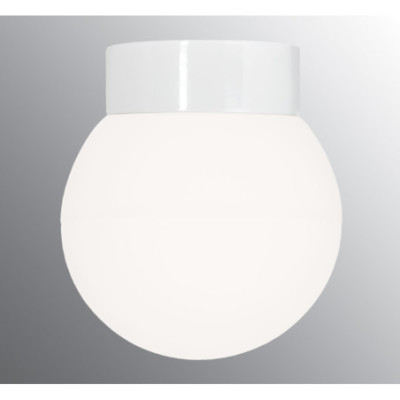 Biała lampa sufitowa, ścienna Classic Globe 200 LED DALI 10W 3000K 1200lm porcelanowa IP44 z mlecznym kloszem Ifö Electric