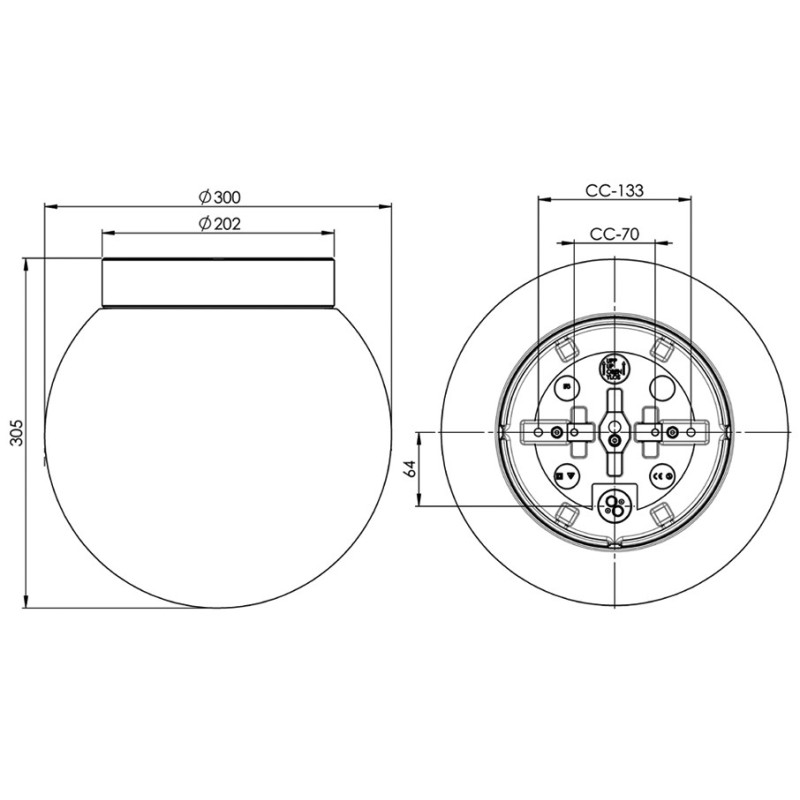 Ifö Electric Classic Globe 300 Black E27 Max 75 W IP44 Matt Opal Glass Ceiling/Wall Light