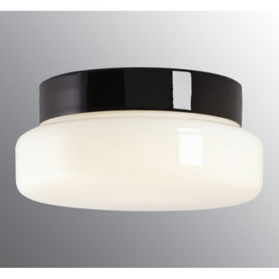 Czarna lampa sufitowa, ścienna Classic LED DALI 12W 3000K 1350lm porcelanowa oprawa IP44 z mlecznym kloszem Ifö Electric