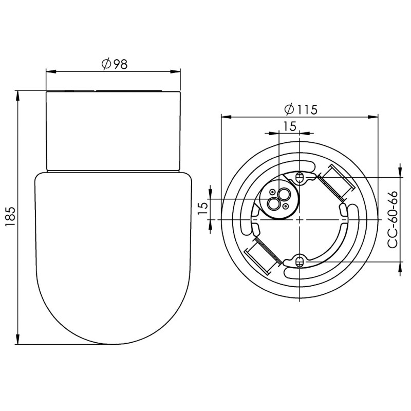 Ifö Electric Contrast Fridhem Grey E27 Max 75 W IP54 Matt Opal Glass Ceiling/Wall Light