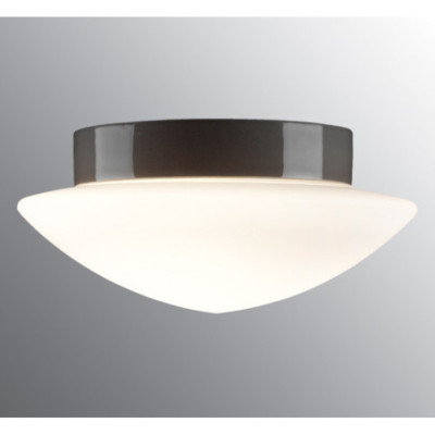 Szara lampa sufitowa, ścienna Contrast Solhem E27,maks. 75W, porcelanowa oprawa IP44 z mlecznym matowym kloszem Ifö Electric