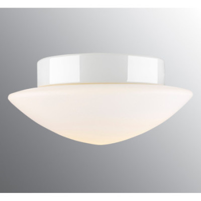 Biała lampa sufitowa, ścienna Contrast Solhem LED DALI 12W 3000K 1350lm porcelanowa IP44 z mlecznym kloszem Ifö Electric