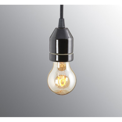 Czarna lampa wisząca Klack z wtyczką DCL E27 maks.60W, porcelanowa oprawa IP20 Ifö Electric