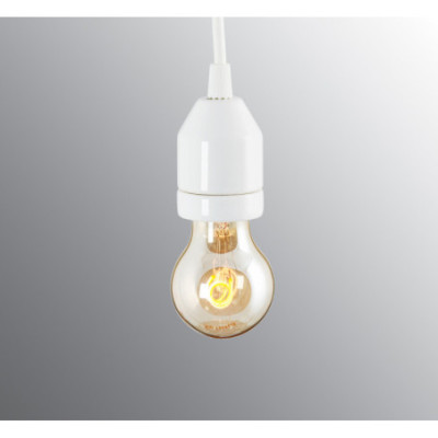 Biała lampa wisząca Klack z rozsetą sufitową E27 maks.60W, porcelanowa oprawa IP20 Ifö Electric