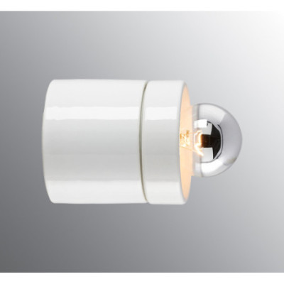Biała lampa sufitowa, ścienna Light On E27,maks. 60W, porcelanowa oprawa IP20 Ifö Electric