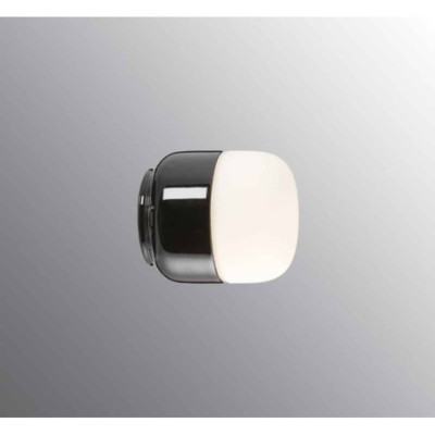 Czarna lampa sufitowa, ścienna Ohm 100/110 LED  4W 2700K 400lm porcelanowa oprawa IP44 z mlecznym kloszem Ifö Electric