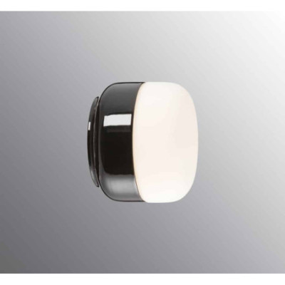 Czarna lampa sufitowa, ścienna Ohm 140/115 LED  10W 2700K 1000lm porcelanowa oprawa IP44 z mlecznym kloszem Ifö Electric