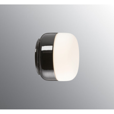 Czarna lampa sufitowa, ścienna Ohm 140/115 LED DALI 10W 3000K 1200lm porcelanowa oprawa IP44 z mlecznym kloszem Ifö Electric