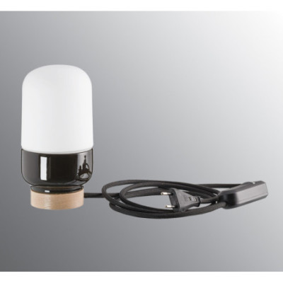 Czarna lampa stołowa Ohm Table 100/190 E27 maks.40W porcelanowa oprawa IP20 z mlecznym matowym kloszem Ifö Electric