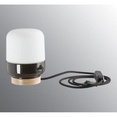 Czarna lampa stołowa Ohm Table 140/190 E27 maks.40W porcelanowa oprawa IP20 z mlecznym matowym kloszem Ifö Electric