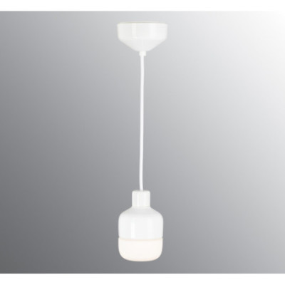 Biała lampa wisząca Ohm 100/155 G9 maks.20W porcelanowa oprawa IP44 z mlecznym matowym kloszem Ifö Electric