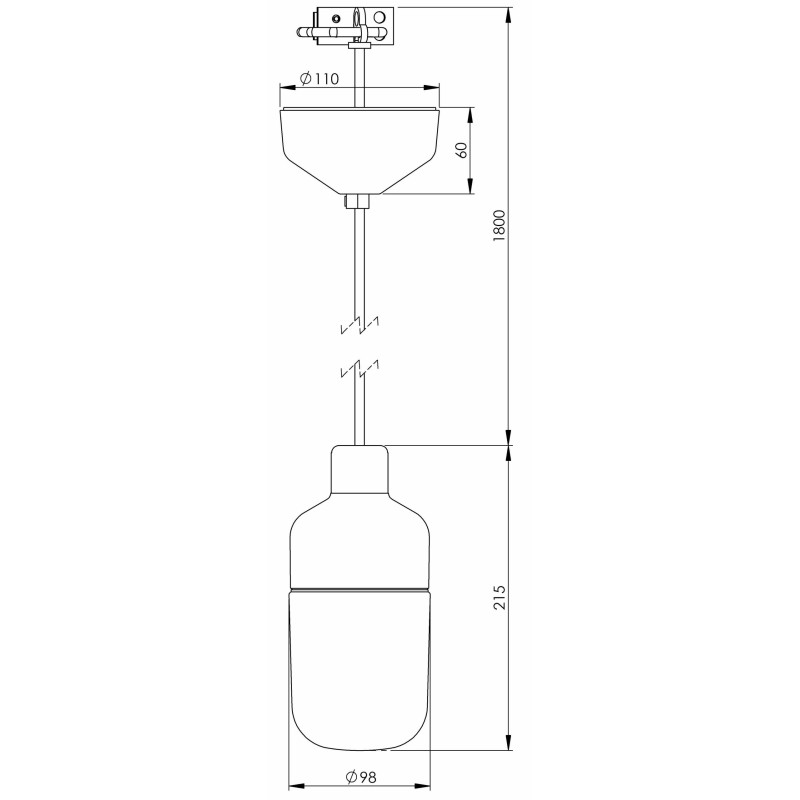 Ifö Electric Ohm 100/215 White E27 Max 40 W IP44 Clear Glass 2 m Cable Pendant Light