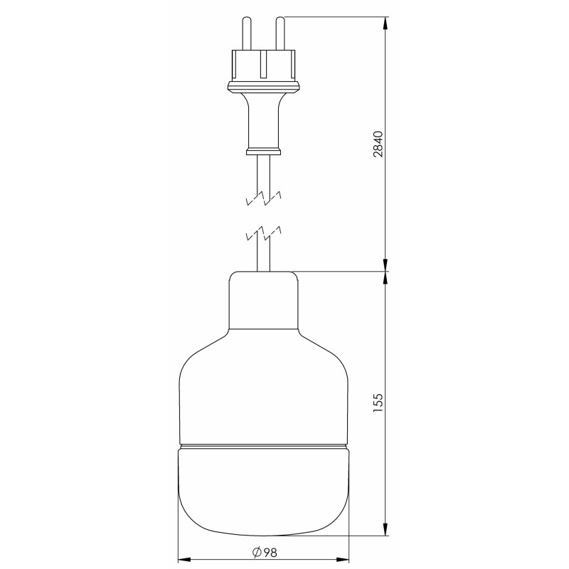 Ifö Electric Ohm 100/155 Black G9 Max 20 W IP44 Matt Opal Glass 3 m Plug Pendant Light