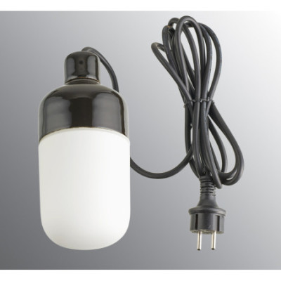 Ifö Electric Ohm 100/215 Black E27 Max 40 W IP44 Matt Opal Glass 3 m Plug Outdoor Pendant Light