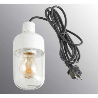 Ifö Electric Ohm 100/215 White E27 Max 40 W IP44 Clear Glass 3 m Plug Outdoor Pendant Light