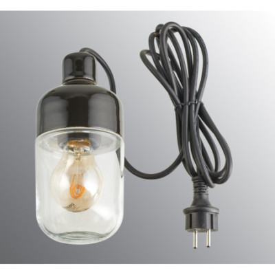 Ifö Electric Ohm 100/215 Black E27 Max 40 W IP44 Clear Glass 3 m Plug Outdoor Pendant Light