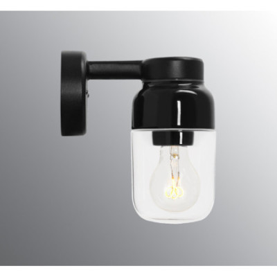 Ifö Electric Ohm Wall 100/210 Black E27 Max 40 W IP44 Clear Glass Wall Light