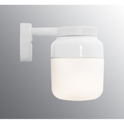 Ifö Electric Ohm Wall 140/205 White E27 Max 40 W IP44 Matt Opal Glass Wall Light