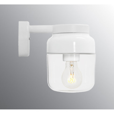 Ifö Electric Ohm Wall 140/205 White E27 Max 40 W IP44 Clear Glass Wall Light