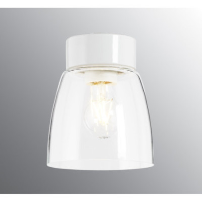 Biała lampa sufitowa Open Klara E27 maks.75W porcelanowa oprawa IP21 z przezroczystym kloszem Ifö Electric