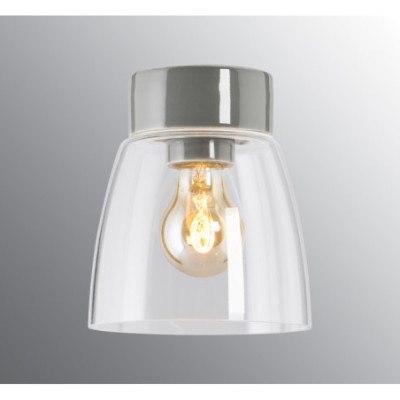 Szara lampa sufitowa Open Klara E27 maks.75W porcelanowa oprawa IP21 z przezroczystym kloszem Ifö Electric