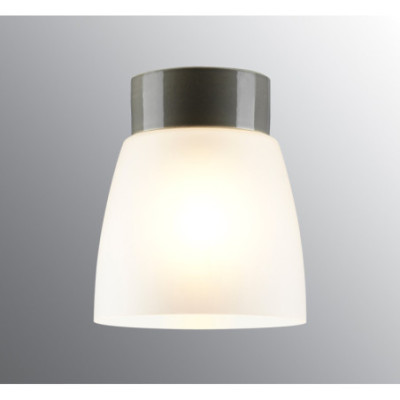 Szara lampa sufitowa Open Klara E27 maks.75W porcelanowa oprawa IP21  z mlecznym matowym kloszem Ifö Electric