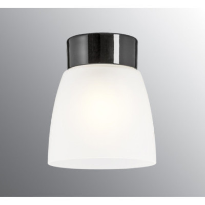 Czarna lampa sufitowa Open Klara E27 maks.75W porcelanowa oprawa IP21  z mlecznym matowym kloszem Ifö Electric