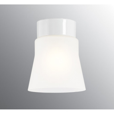 Biała lampa sufitowa Open Anna E27 maks.75W porcelanowa oprawa IP21  z mlecznym matowym kloszem Ifö Electric