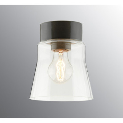 Szara lampa sufitowa Open Anna E27 maks.75W porcelanowa oprawa IP21 z przezroczystym kloszem Ifö Electric