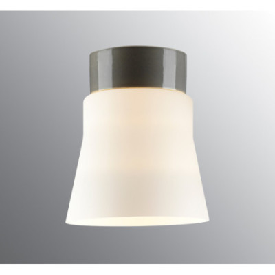 Szara lampa sufitowa Open Anna E27 maks.75W porcelanowa oprawa IP21  z mlecznym matowym kloszem Ifö Electric